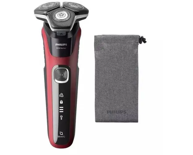 Aparat de ras PHILIPS Shaver Series 5000 S5883/10, Acumulator, autonomie 60 min, SkinIQ (Negru/Rosu)