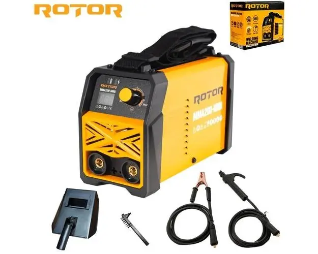 Aparat de sudura LCD Color, Rotor MMA200-MIN, 200 A (Galben/Negru)