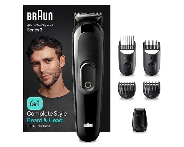 Aparat de tuns multifunctional BRAUN 6in1 MGK3420, Acumulator, 50 min Autonomie (Negru)