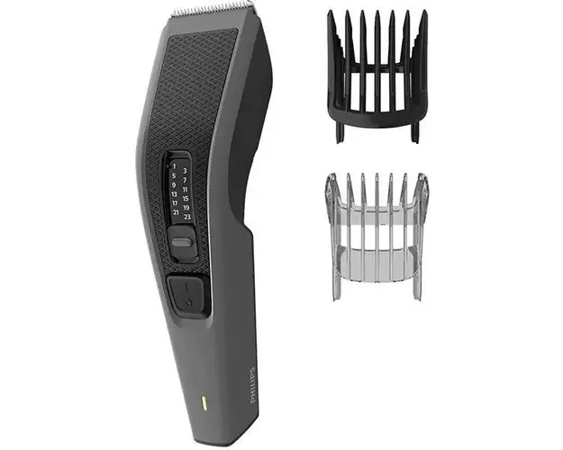 Aparat de tuns Philips Seria 3000 HC3525/15, 13 setari lungime, Tehnologie DuraPower, Lame metalice cu auto-ascutire (Negru/Gri)