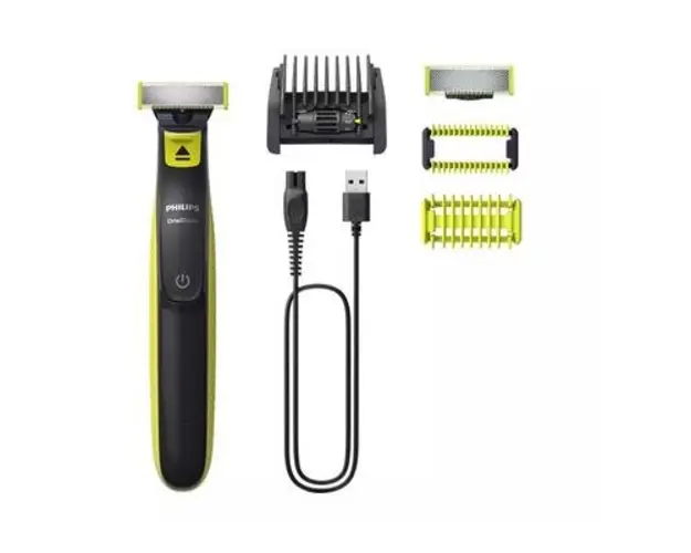 Aparat de tuns si ras Philips OneBlade QP2824/20, Fata si Corp, Husa (Negru/Verde)