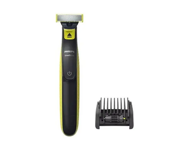 Aparat hibrid de barbierit si tuns barba Philips OneBlade QP2721/20, Acumulator, Pieptene reglabil 5 in 1, Autonomie 45 minute (Negru/Verde)