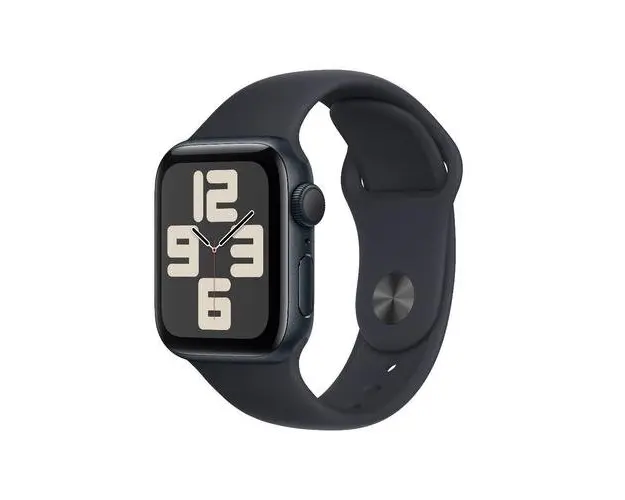 Smartwatch Apple Watch SE (2023) GPS, Retina LTPO OLED Capacitive touchscreen 1.57inch, Bluetooth, Wi-Fi, Bratara Silicon M/L, Carcasa Aluminiu 40mm, Rezistent la apa (Negru)