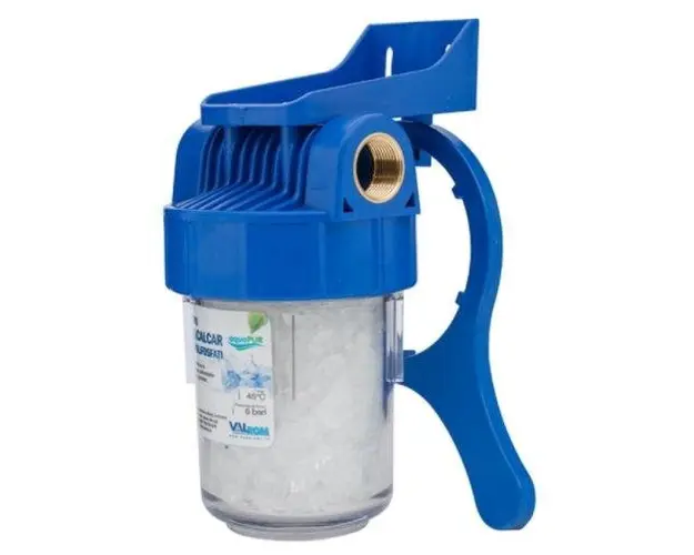 Kit filtru anticalcar Valrom aquaPUR ANTICALCAR 5″ D.3/4″, Polifosfati (Transparent/Albastru)