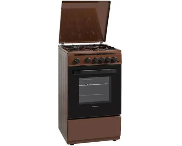 Aragaz Heinner HFSC-V50LITBRW, 4 Arzatoare, Gaz, Aprindere electrica, 50cm (Maro)