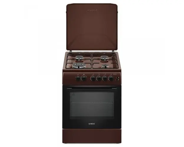 Aragaz Samus SM664MPGS, 4 arzatoare + cuptor pe gaz, Grill, Timer, Arzator WOK (Maro)