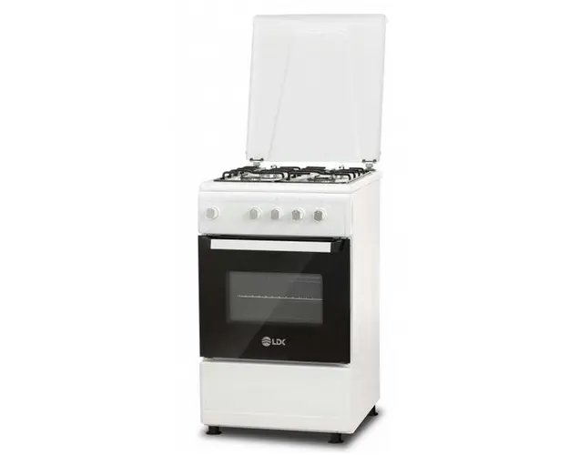 Aragaz LDK TK5060 WH NG, Gaz, 4 Arzatoare, Siguranta plita si cuptor, Capac metalic, 50 x 60 cm (Alb)