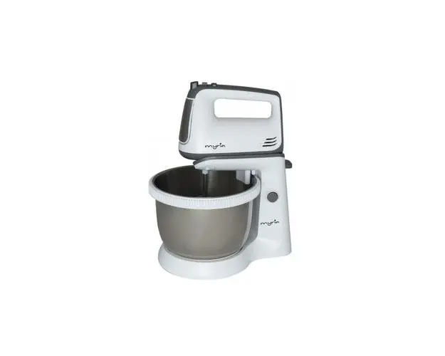 Mixer cu bol Myria MY4024, Putere 300 W, Capacitate 3.4 l, 5 trepte de viteza, Functie Turbo (Alb)