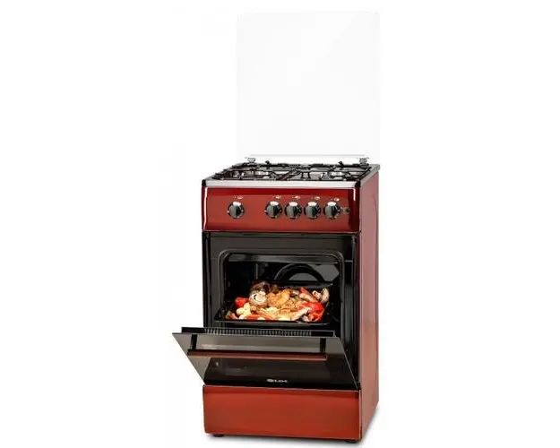 Aragaz LDK 5060 GRAI Bordo RMV NG, 4 Arzatoare, Siguranta, Grill, Rotisor, Aprindere, Iluminare, Capac sticla, 50 x 60 cm (Bordo)