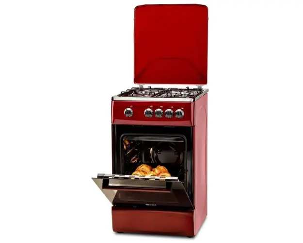 Aragaz LDK 5060 Bordo RMV NG, Gaz, 4 Arzatoare, 46 L, 60 cm (Rosu)