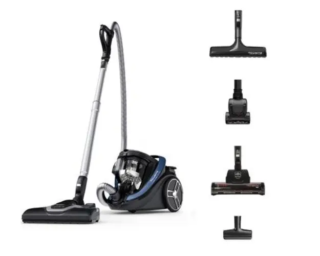 Aspirator fara sac Rowenta Silence Force Cyclonic Effitech® RO7971EA, 500 W, recipient pentru praf 2.5 L, 3 niveluri de filtrare (Negru/Albastru)