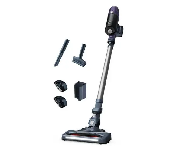 Aspirator vertical ROWENTA X-Pert 6.60 Essential RH6837WO,100 W, 0.55 L, 45 min, Cap de aspirare cu iluminare LED, 2 trepte putere, Functie BOOST (Violet/Gri)
