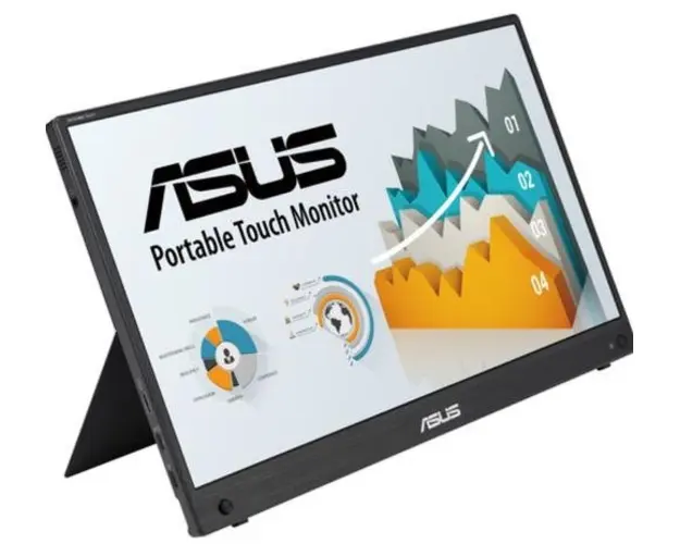 Monitor Portabil IPS LED ASUS ZenScreen Touch 15.6inch MB16AMTR, Full HD (1920 x 1080), Mini HDMI, USB-C, Touchscreen, Boxe (Negru)