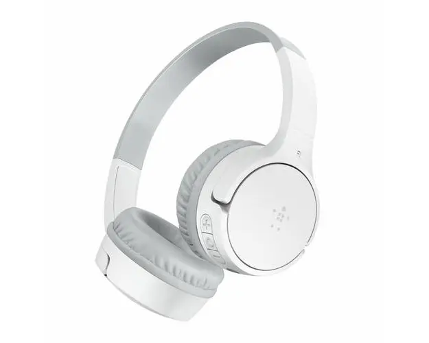 Casti Stereo Wireless Belkin SOUNDFORM Mini pentru copii, Bluetooth, Microfon, 30 ore Autonomie (Alb)