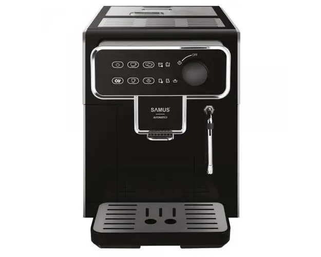 Espressor automat Samus Automatico, 1350W, 2.2L, 7 optiuni cafea, Preincalzire cesti, Rasnita 300g, 15 bari (Negru/Argintiu)