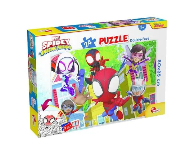 Puzzle de colorat - Distractie cu paienjenelul Marvel si prietenii lui uimitori (24 piese)