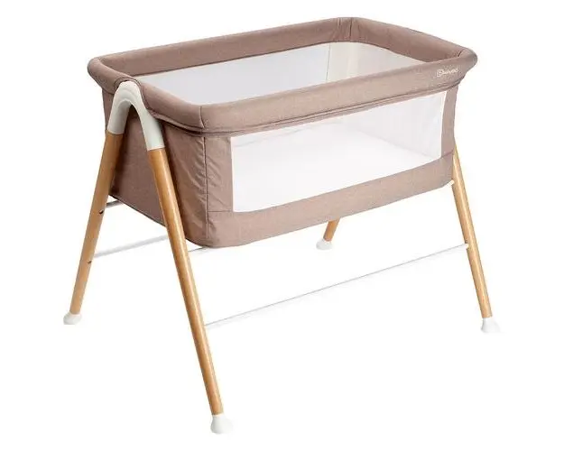 Patut cu cadru din lemn BabyGo Goodnight Beige