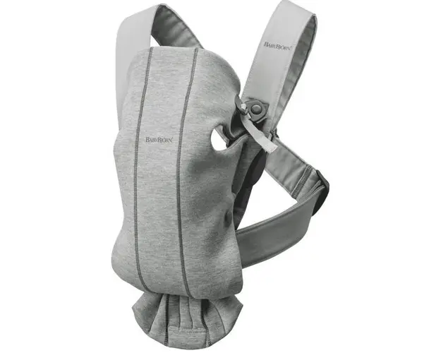 Ham anatomic BabyBjorn Mini, Pozitii multiple de purtare, 0-11 kg, 0-1 an, 3D Jersey (Gri)