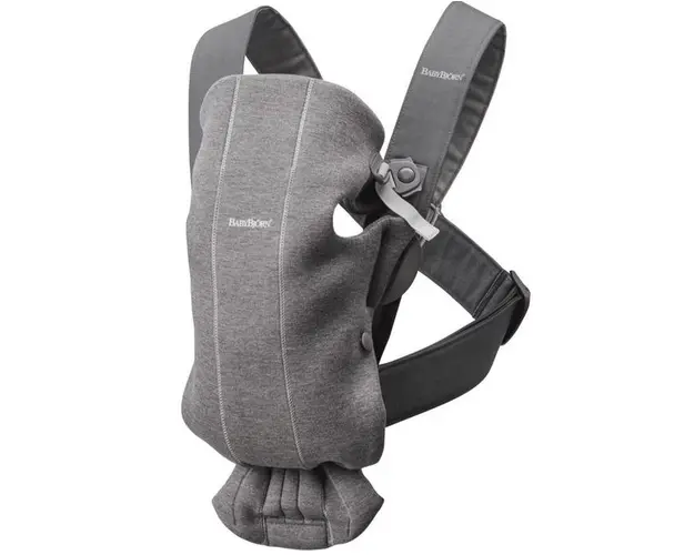 Ham anatomic BabyBjorn Mini, Pozitii multiple de purtare, 0-11 kg, 0-1 an, 3D Jersey (Gri inchis)