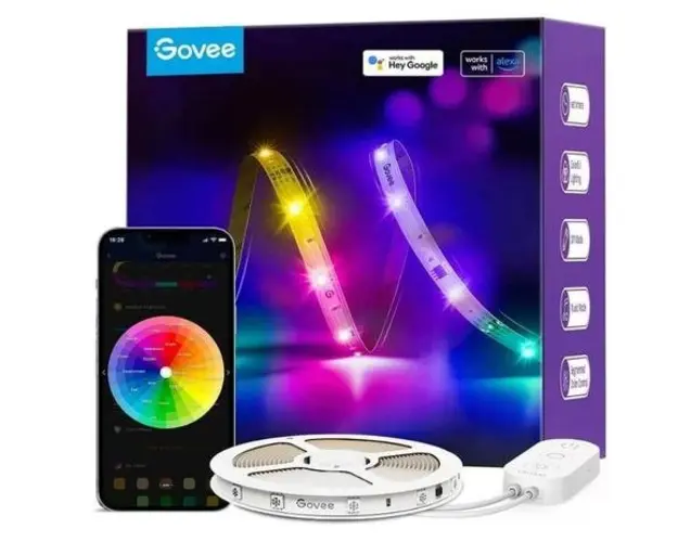 Banda LED Govee H618A RGBIC, Wi-Fi, Voice Assistants, 5m (Alb)