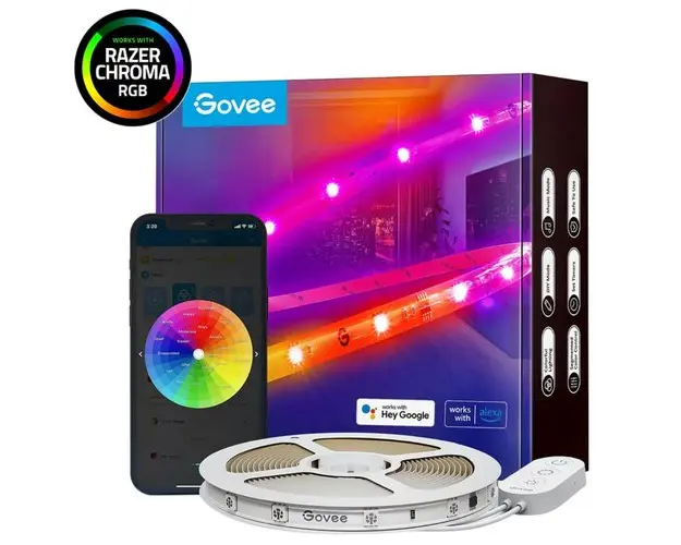 Banda LED Govee H619A, Wi-Fi, Bluetooth, RGBIC, 5m (Alb)