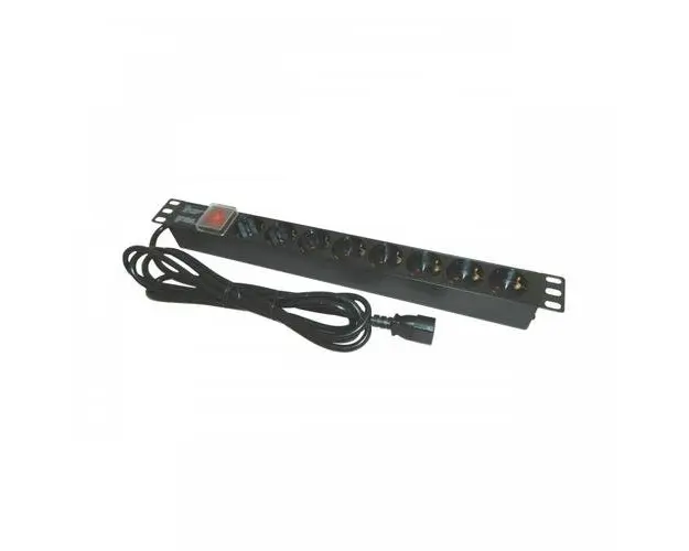 Bara alimentare aluminiu / PDU EMTEX PDU8K-C14, 19 inch, 8 prize Schuko, 16A, 3500W, 3x1.5, 3m, stecher C14