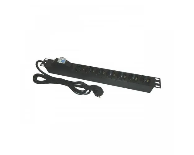 Bara alimentare aluminiu / PDU EMTEX PDU7CB, 19 inch, 7 prize schuko + siguranta automata, 16A, 3500W, 3x1.5, 2m