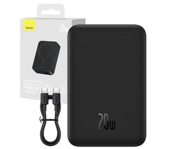 Acumulator extern Baseus Magnetic Mini Wireless, 20000mAh, Incarcare rapida, 20W, cablu USB-C inclus (Negru)