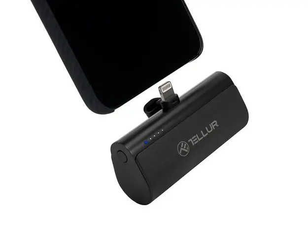 Acumulator extern Tellur PD203, 5000 mAh, QC3.0, 18 W + PD 20 W, Lightning (Negru) 