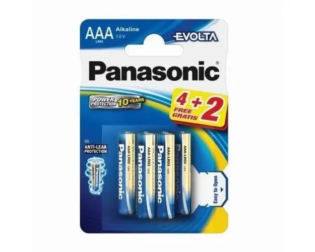 Baterii Evolta LR03EGE/6BW 4+2F Alkline AAA, 6 buc Panasonic