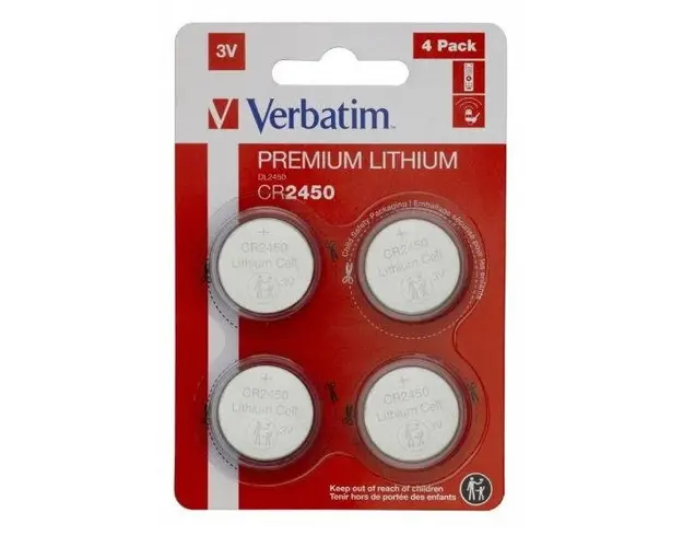 Baterii Verbatim 49535, Lithium, CR2450, 3V, 4 buc