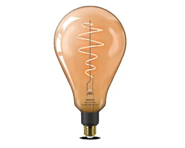 Bec LED inteligent vintage Philips filament chihlimbariu, Wi-Fi, Bluetooth, PS160, E27, 6W (25W), 390 lm, temperatura lumina reglabila (2000-5000K), 16 cm