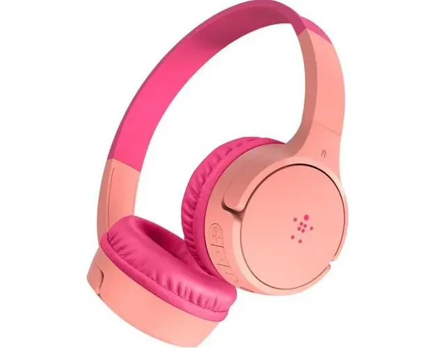 Casti Stereo Wireless Belkin SOUNDFORM Mini pentru copii, Bluetooth, Microfon, 30 ore Autonomie (Roz)
