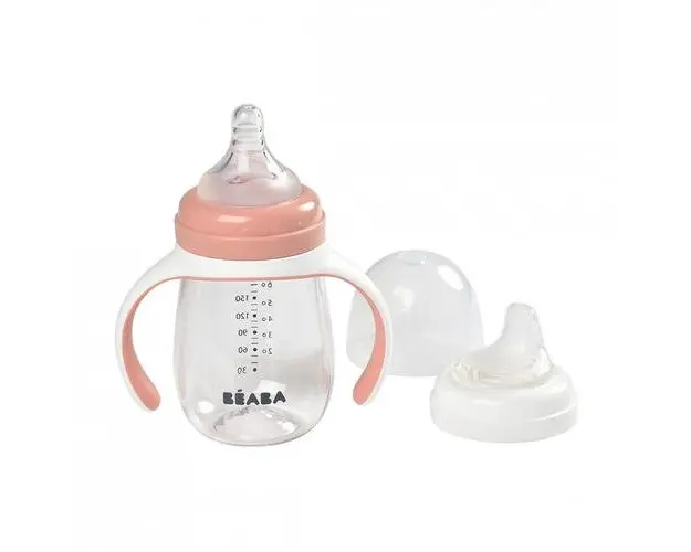 Biberon Beaba de Invatare 2 in 1 - Roz 210 ml