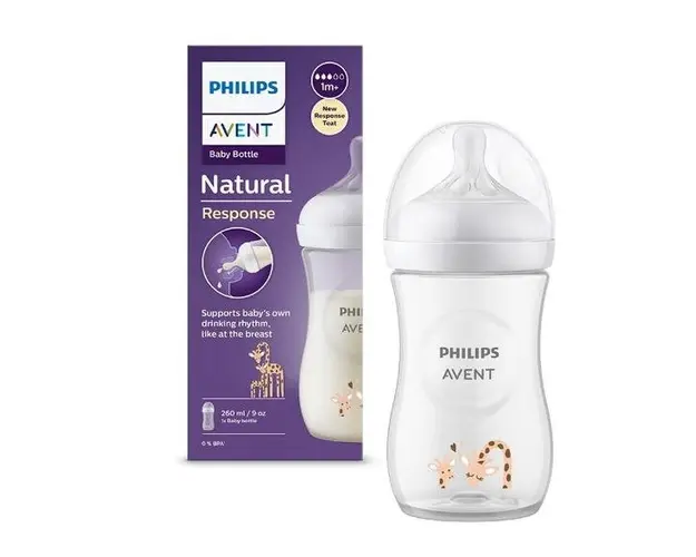Biberon Philips Avent Natural Response SCY903/66, 260 ml, 3 luni - 1 an (Alb/Transparent)