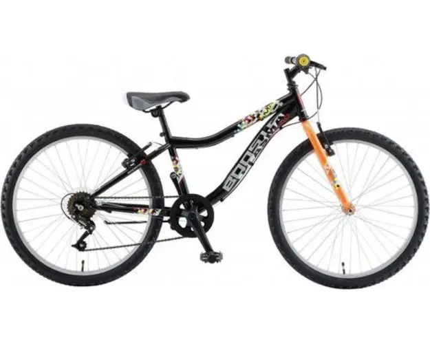 Bicicleta Copii Booster 2023 Plasma, roti 24 Inch, cadru otel, Frana V-Brake, 6 Viteze, Negru/Portocaliu