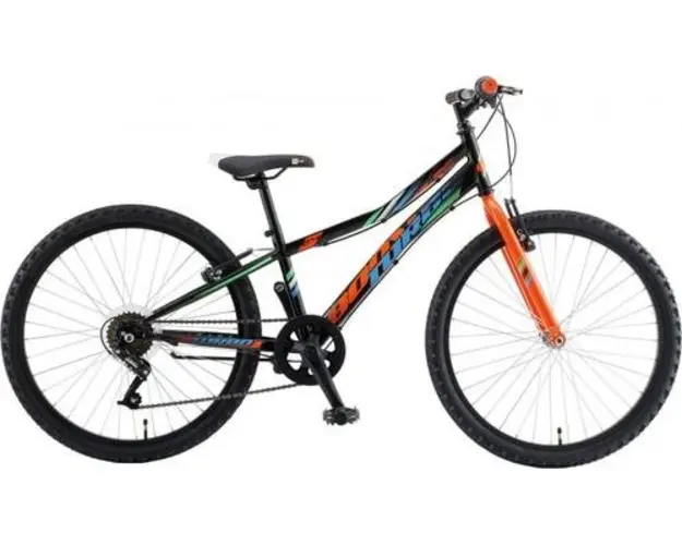 Bicicleta Copii Booster 2023 Turbo, roti 24 Inch, 6 Viteze, Frana V-Brake, Negru/Portocaliu