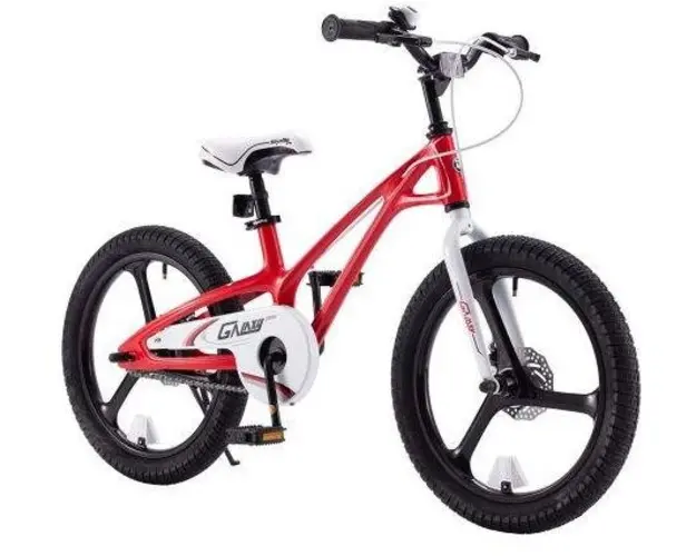 Bicicleta Copii RoyalBaby G1801C Galaxy, roti 18inch, cadru magneziu, frana pe disc, roti ajutatoare (Rosu/Alb)