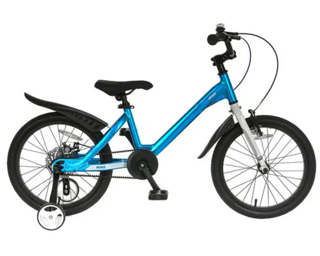 Bicicleta Copii RoyalBaby Mars M1601C, Roti 16inch, Cadru Aluminiu, Roti Ajutatoare (Albastru/Alb)
