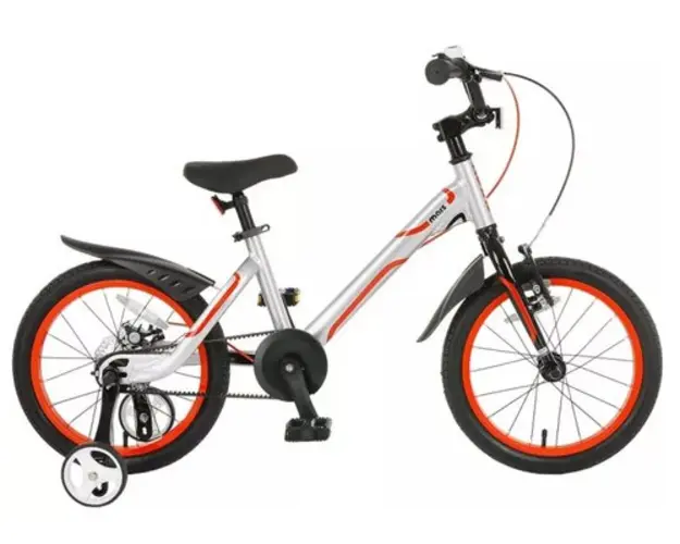 Bicicleta Copii RoyalBaby Mars M1801C, Roti 18inch, Cadru Aluminiu, Roti Ajutatoare (Alb)