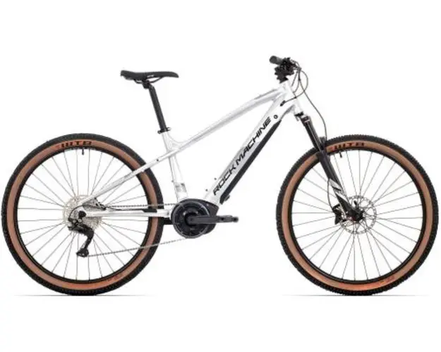 Bicicleta Electrica Rock Machine Torrent e70-29 B, roti 29inch cadru 19.0inch L, autonomie 125km, motor 250W, baterie 36V/625 Wh (Argintiu)