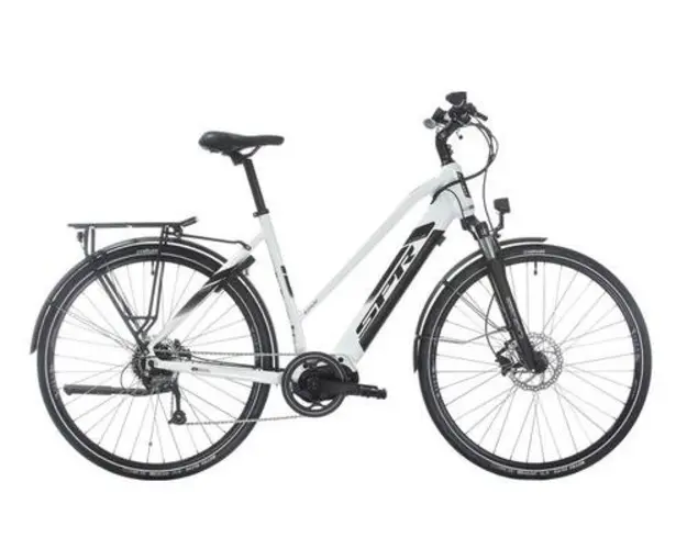 Bicicleta electrica Sprint E-Trekking Faster Plus Lady, roti 28inch, motor 250W, baterie 36V/450Wh, 12.5Ah, frane hidraulice pe disc (Alb)