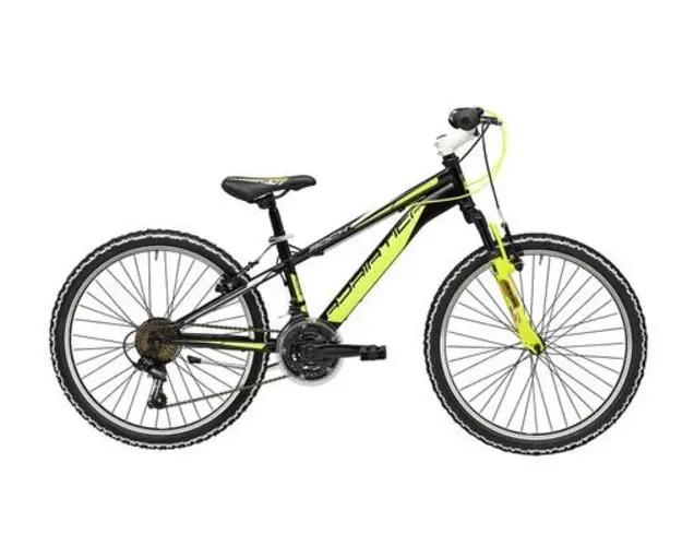 Bicicleta MTB Adriatica Rock, roti 24inch, 18 viteze, cadru 350 mm, Frane V-BRAKE (Negru/Galben) 