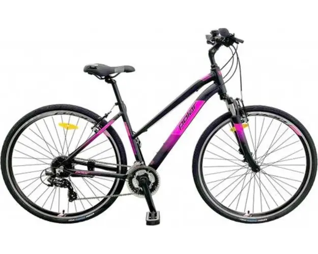 Bicicleta Trekking Polar Forester Comp Lady, roti 28 Inch, cadru aluminiu M, 24 viteze, Negru/Roz