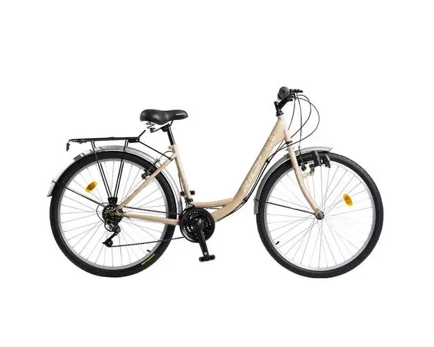 Bicicleta Oras RICH R2632A, roti 26inch, cadru otel 19inch, 18 viteze, Frane V-Brake, Far cu dinam (Crem)