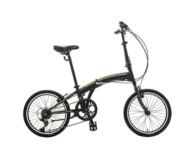 Bicicleta Pliabila Polar Practic 30, roti 20 Inch, 6 viteze, FranaV - Brake, cadru otel 260mm, Negru