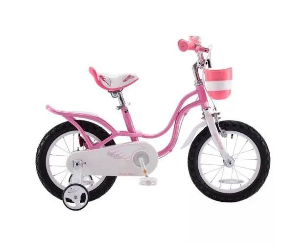 Bicicleta Royal Baby Little Swan, roti 12inch, roti ajutatoare, cadru otel (Roz)