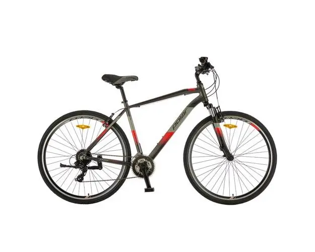 Bicicleta Trekking Polar Forester Comp, roti 28 inch, cadru L-XL, 24 viteze, Gri/Rosu