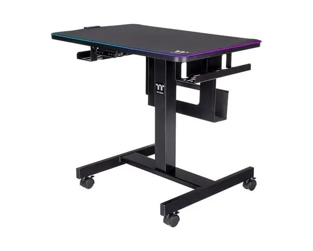 Birou Gaming Reglabil Thermaltake CycleDesk 100, Iluminare RGB (Negru)