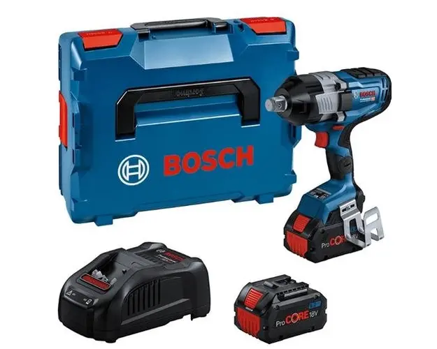 Masina de insurubat cu impact Bosch GDS 18V-1600 HC, 2 acumulatori, 18 V, 8.0 Ah, 1750 rpm, 1600 Nm, incarcator, valiza (Albastru/Negru)